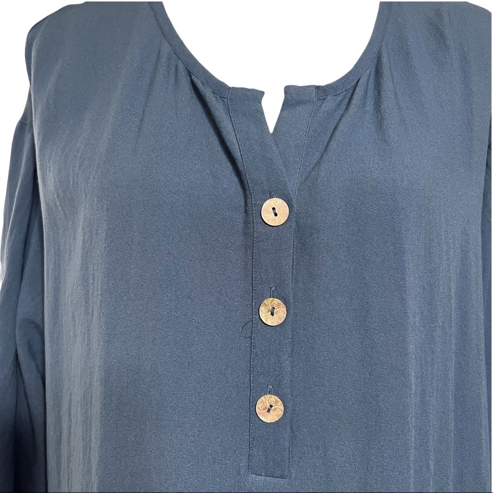 Soft Surroundings Blue Tunic Top with Button Placket - Picture 2 of 10